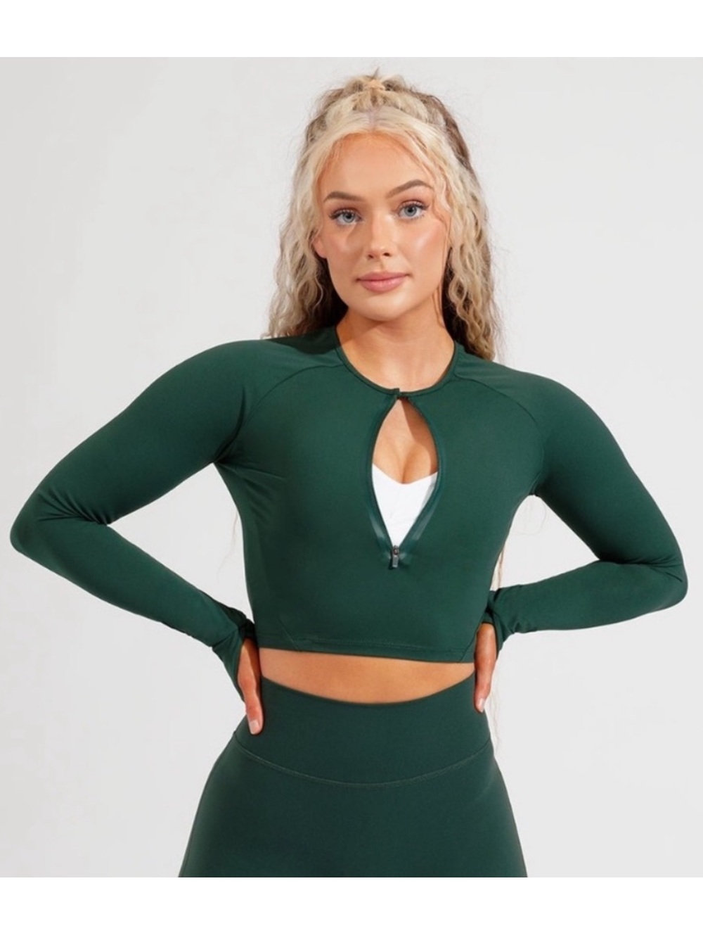 Buffbunny Collection Seven Seas Long Sleeve Top Avocado Green Size Medium